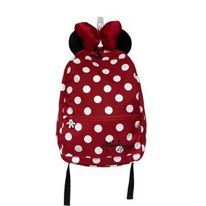 Disney Parks Minnie Mouse Red White Polka Dot Ears Bow Backpack